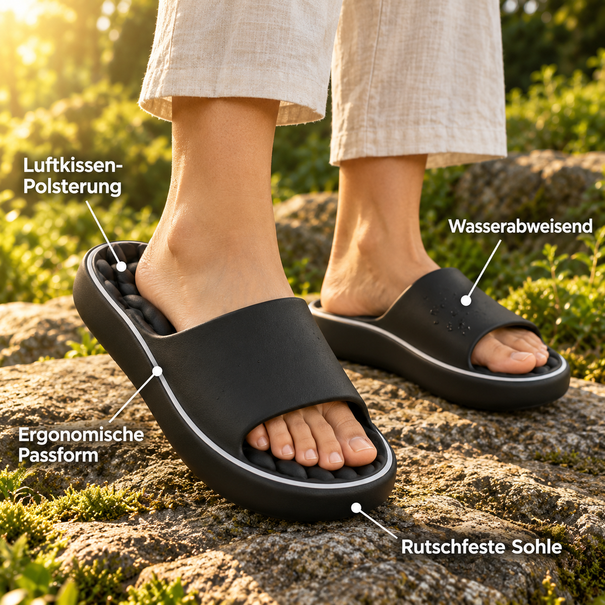 GangFrei Luftpolster-Hausschuhe | Federweich und rutschfest, drinnen wie draußen